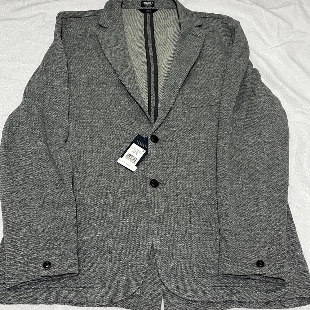 Faherty Inlet Knit Blazer Gray Melange Casual Men’s Designer Jacket Sz X-Large